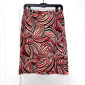 ETCETERA | Women’s Printed Skirt | Red, Black, Tan | Size: 4